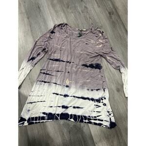 Soft Surroundings Tunic Top Women Purple Tie-Dye Print Size Small